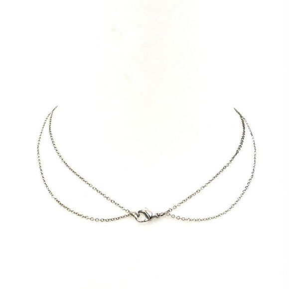 Chole Silver Double Layered Charm Necklace with Rhinestones - Picture 10 of 11